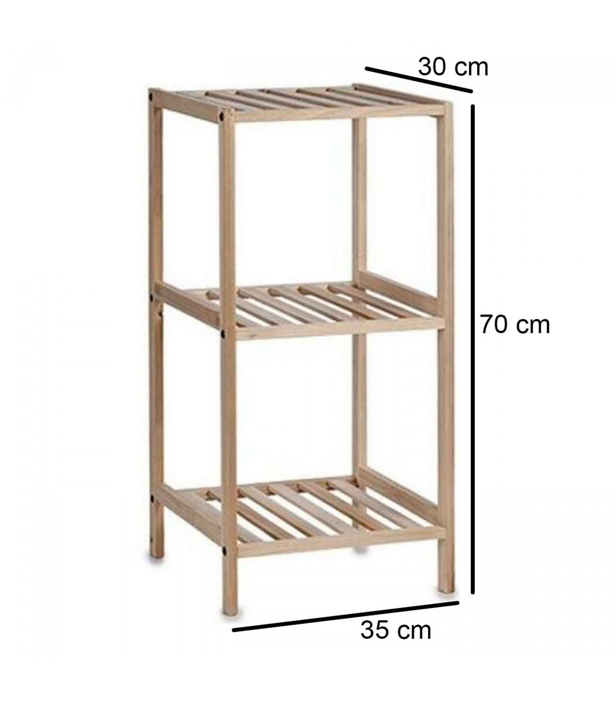 Estantería de madera, 3 niveles, soporte de 3 estantes, ordenación, con  instrucciones, fácil montaje, 70 x 35 x 30 cm
