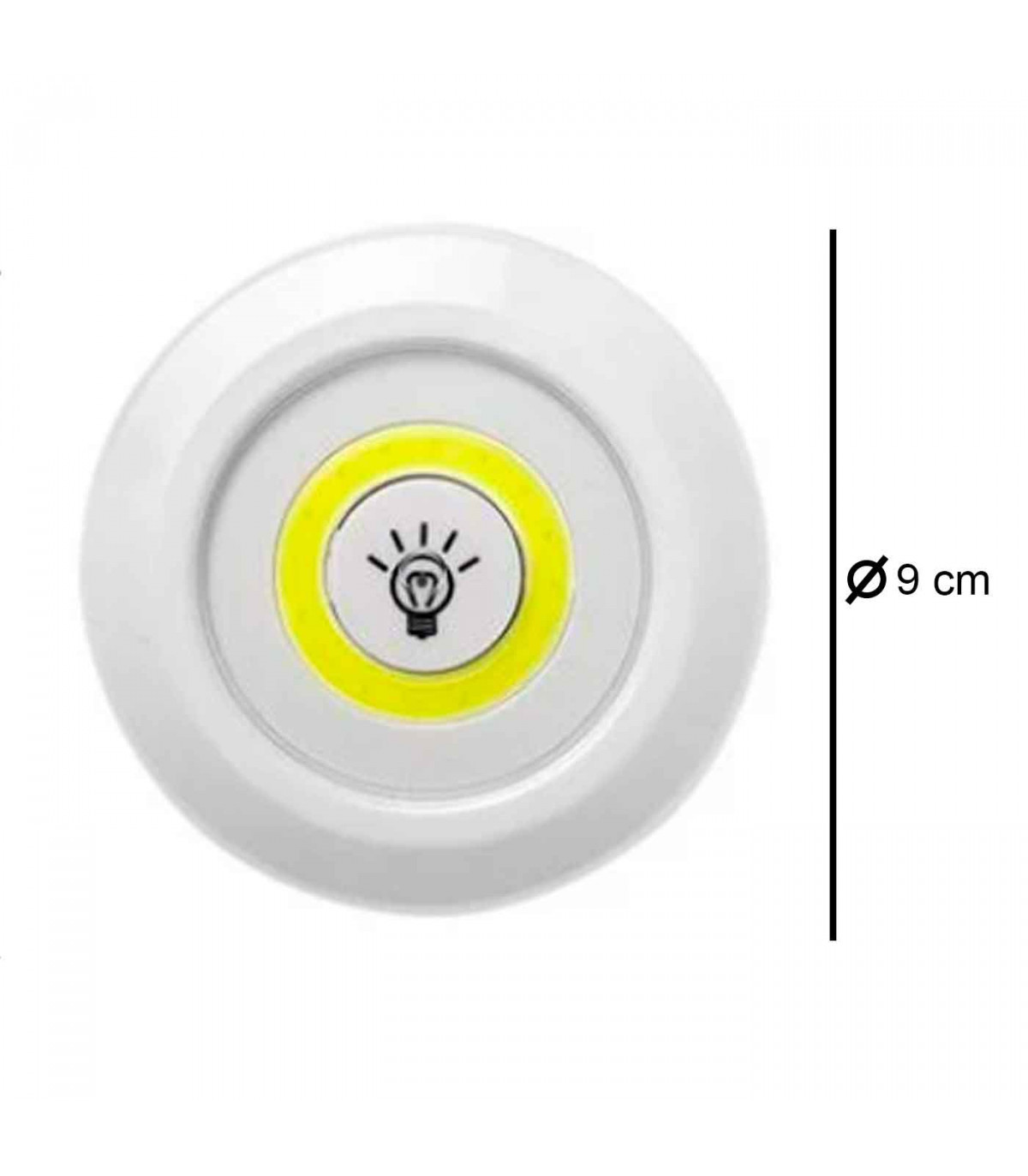 Luz auxiliar COB con mando a distancia color blanco, 3 pilas AAA (No  incluidas). Luz de 9 cm de diámetro.