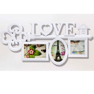 Marco para 3 fotos de pared múltiple 27 x 57.5 x 2 cm decoración del hogar love.Multimarco portafotos color blanco