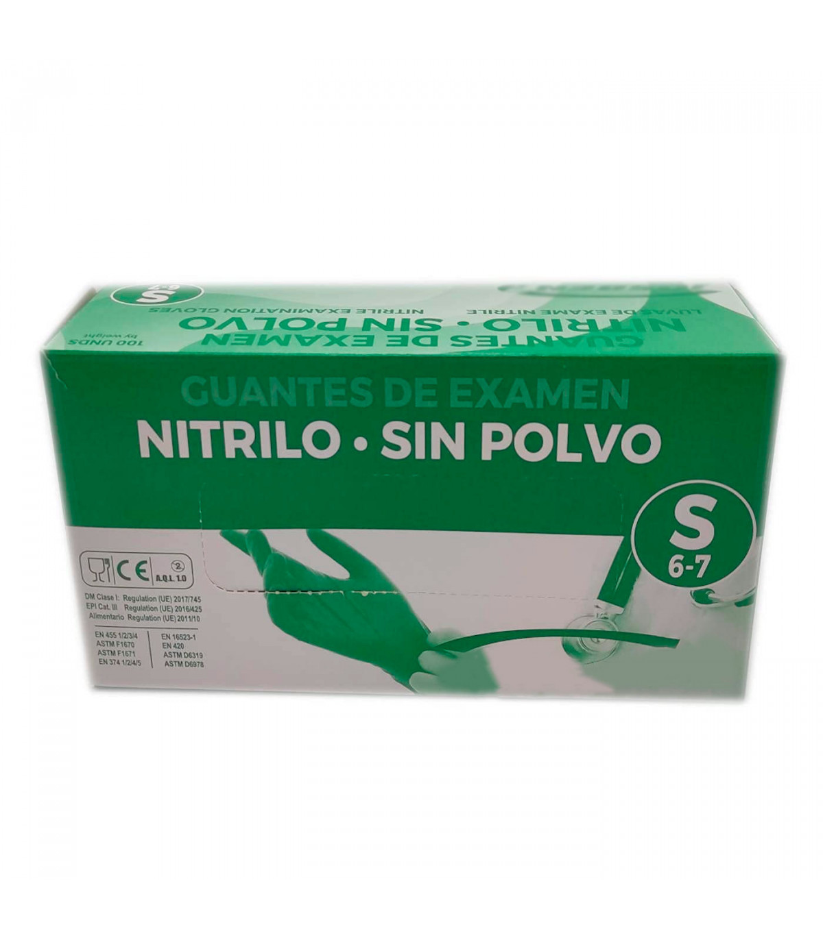 Guantes de Nitrilo sin polvo para uso alimentario Talla S
