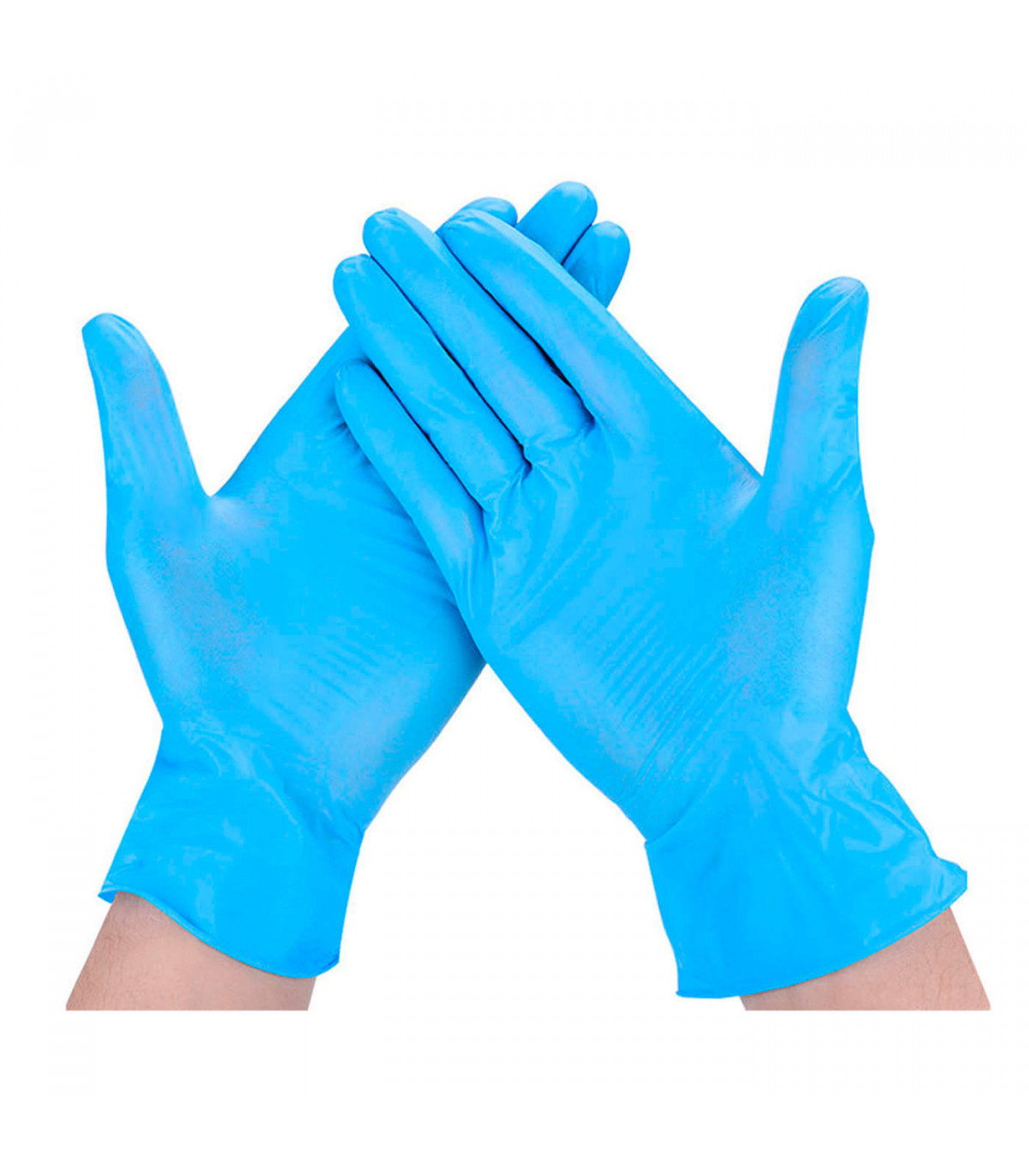 Guantes de nitrilo grandes de 100 unidades, guantes de examen desechables,  azules, sin polvo/látex, no estériles, de 4 milímetros ligeramente
