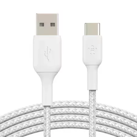 Belkin Cable USB-C Trenzado 3M Blanco - Alta Resistencia Belkin Cable USB-C Trenzado 3M Blanco - Alta Resistencia