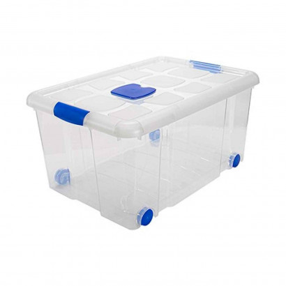 Caja de almacenaje de plástico transparente 2 litros, minicaja de  ordenación apilable con tapa 7,5 x 25,5 x 16,8 cm, cierre a presión,  almacenamiento