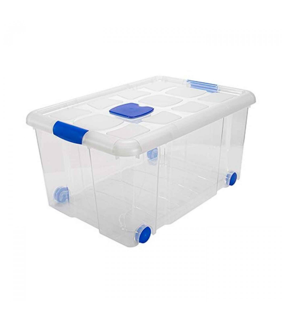 Caja de ordenación de plástico nº 5 transparente, con tapa, ruedas