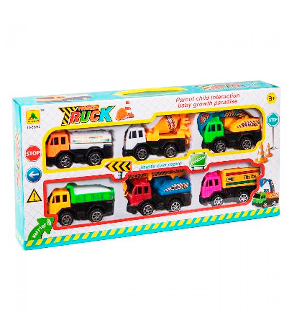 Pack de camiones de obra retro y a fricción, juguete de construcción, coches para niños, dimensiones de vehículo 6