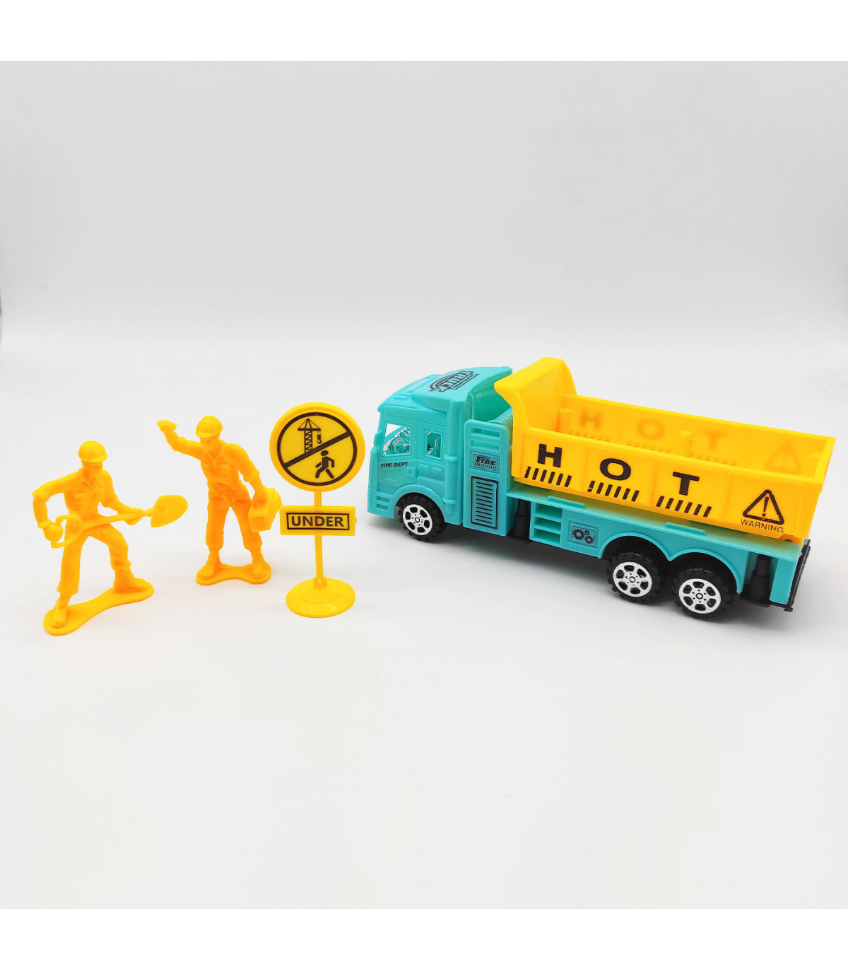 Conjunto de juguetes de set de figuras, camión, grua, señales, obra, juego construcción para niños