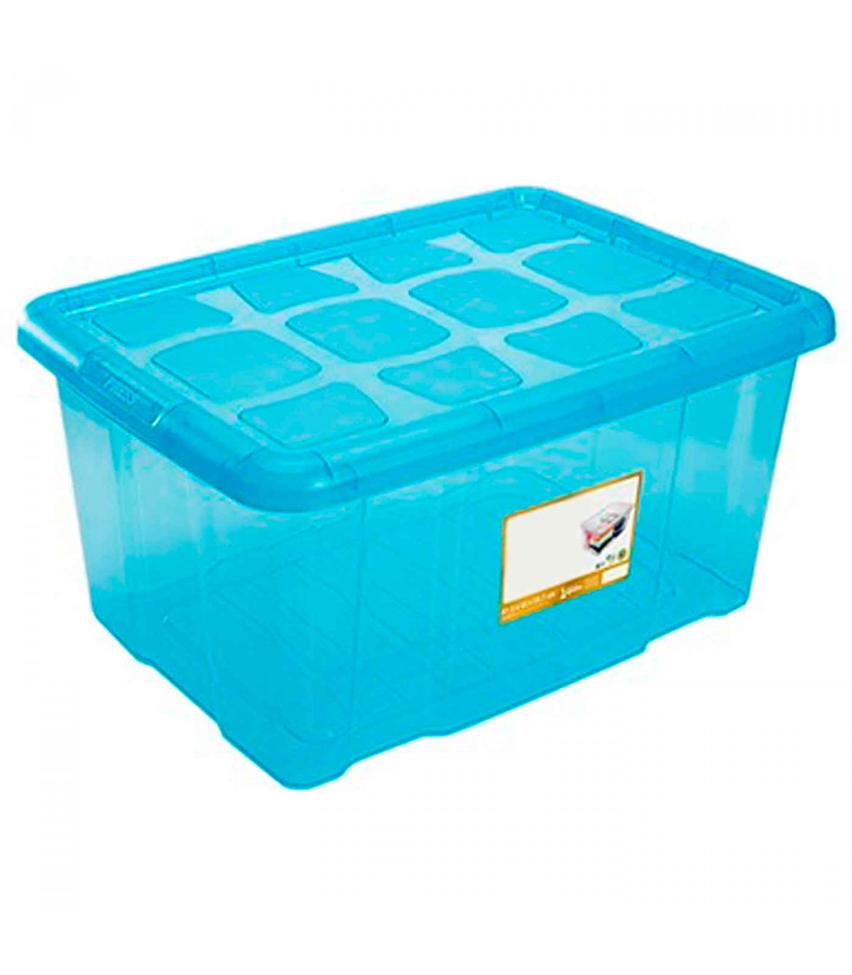 Aparecer Oceano Stevenson Caja almacenaje con tapa, plástico translúcido, cajón multiusos,  ordenación, almacenamiento de objetos, hogar, 60 litros, 29,7 x