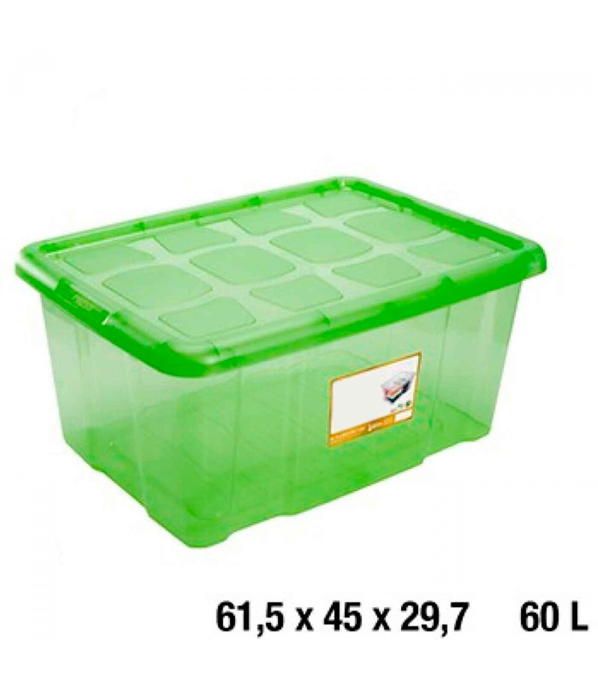 Caja para almacenaje tapa, plástico translúcido, cajón multiusos, ordenación, almacenamiento hogar, 60 litros, 29,7
