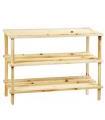 Zapatero madera natural 3 estantes fácil de montar resistente estante multiuso - 63 x 26 x 48 cm - Color Natural