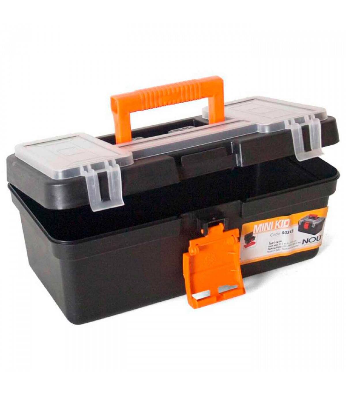 Caja de herramientas con compartimentos en la tapa y asa, modelo Mini Kid, plástico resistente, organizador, almacenaje,