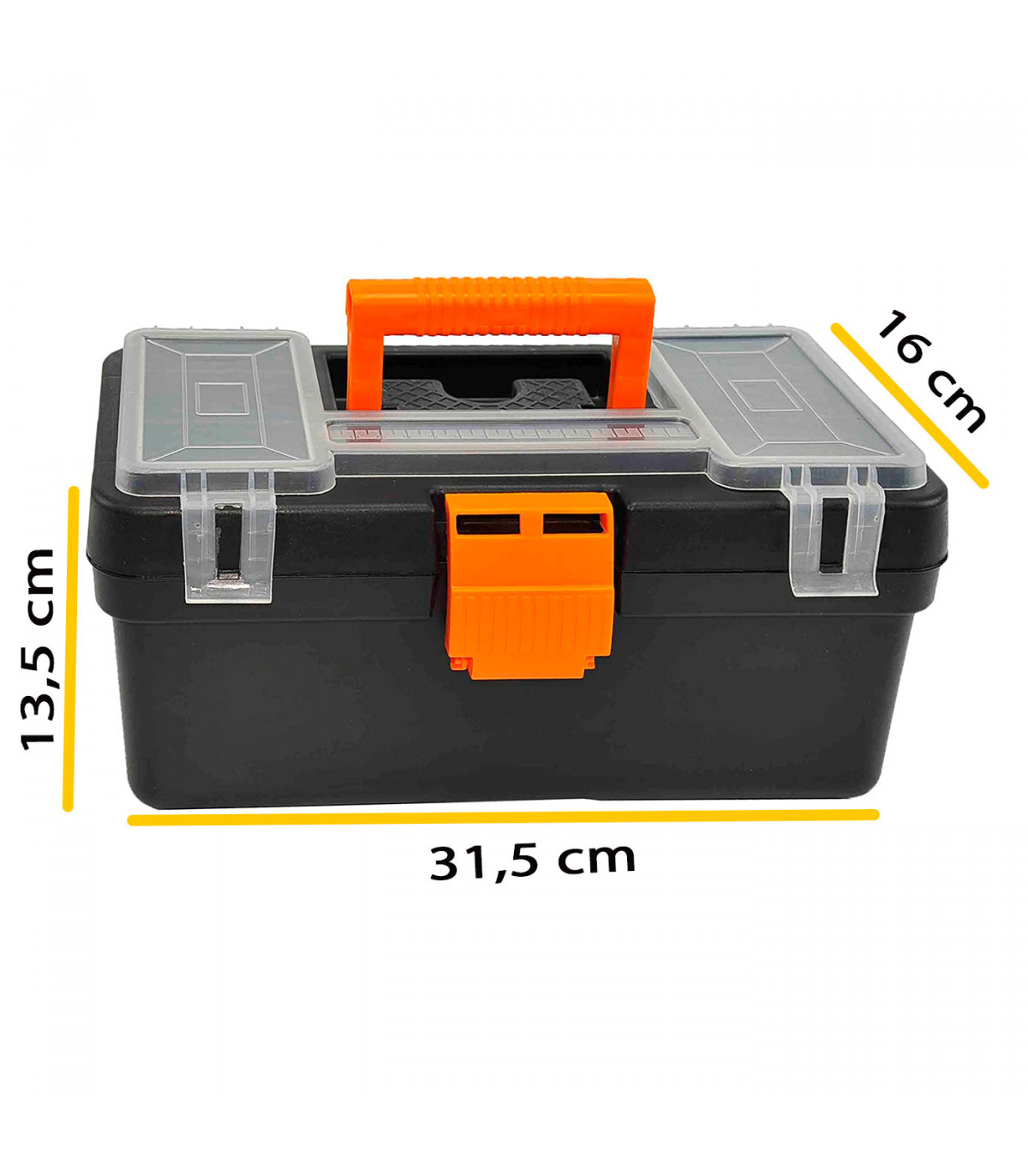 jugo Acuoso raqueta Caja de herramientas con compartimentos en la tapa y asa, modelo Mini Kid,  plástico resistente, organizador, maletín almacenaje,