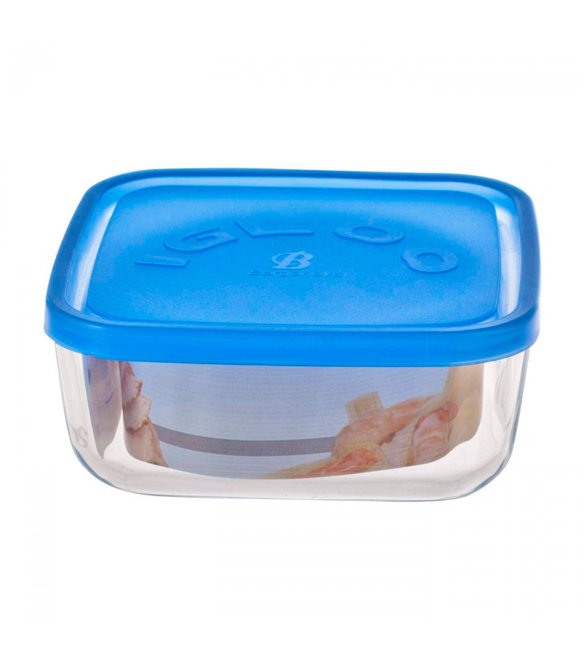 Fiambrera cuadrada de vidrio 15 x 15 x 6,2 cm, modelo Igloo, tapa de  plástico azul, recipiente para alimentos apto para lavavaji