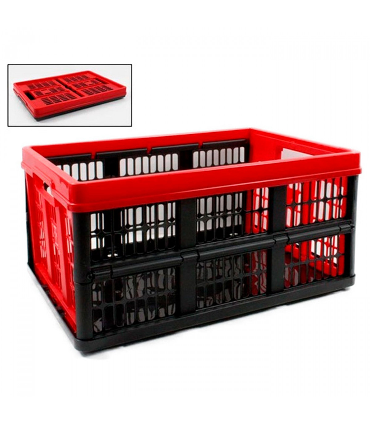 Caja plegable de plástico 52 x 37 x 26 cm, 45 litros, contenedor, cesto  robusto para almacenamiento de documentos, juguetes, rop