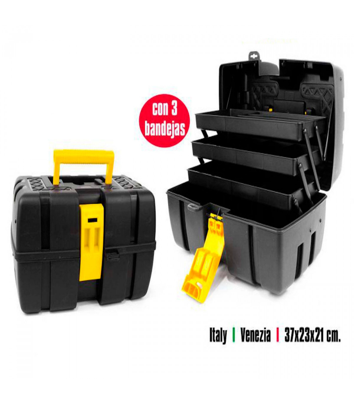 Caja para herramientas de plástico con 3 bandejas, arcón especial para  bricolaje con divisiones para guardar o almacenar utensil