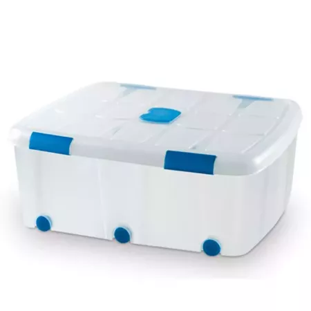 Caja Plástica Transparente 100L con Ruedas y Compartimento Antipolillas Caja Plástica Transparente 100L con Ruedas y Compartimento Antipolillas