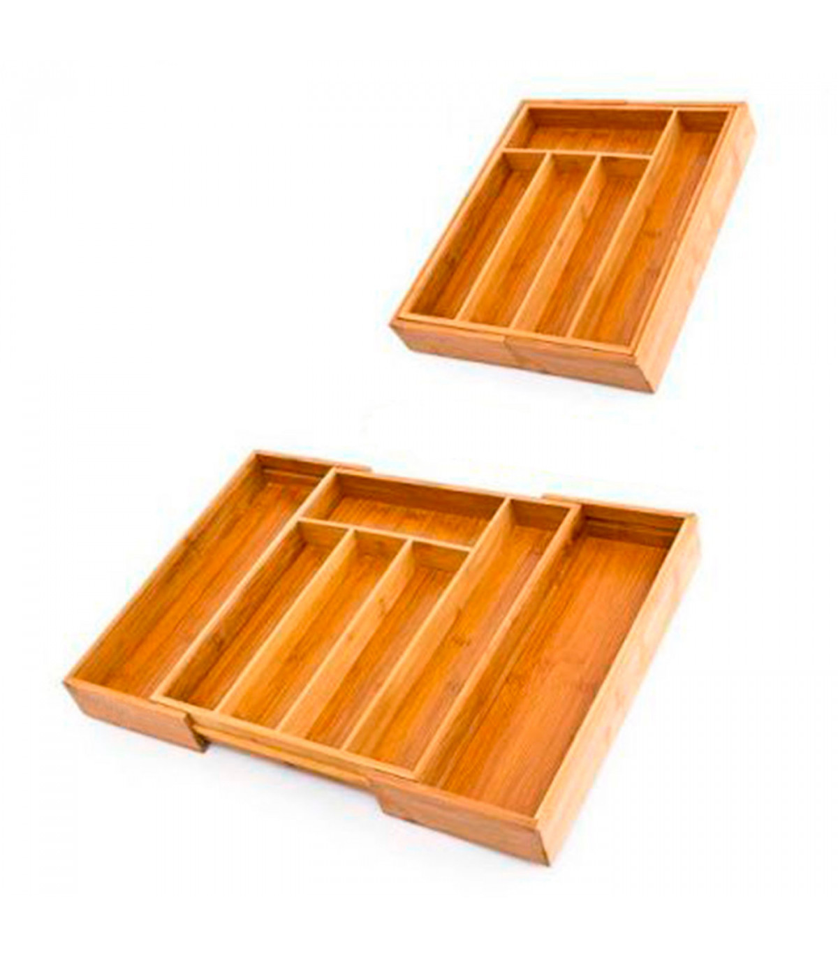 Organizador de cajones de cocina de bambú expandible para cubiertos y  utensilios, bandeja ajustable de madera de bambú en el cajón para cubiertos  y