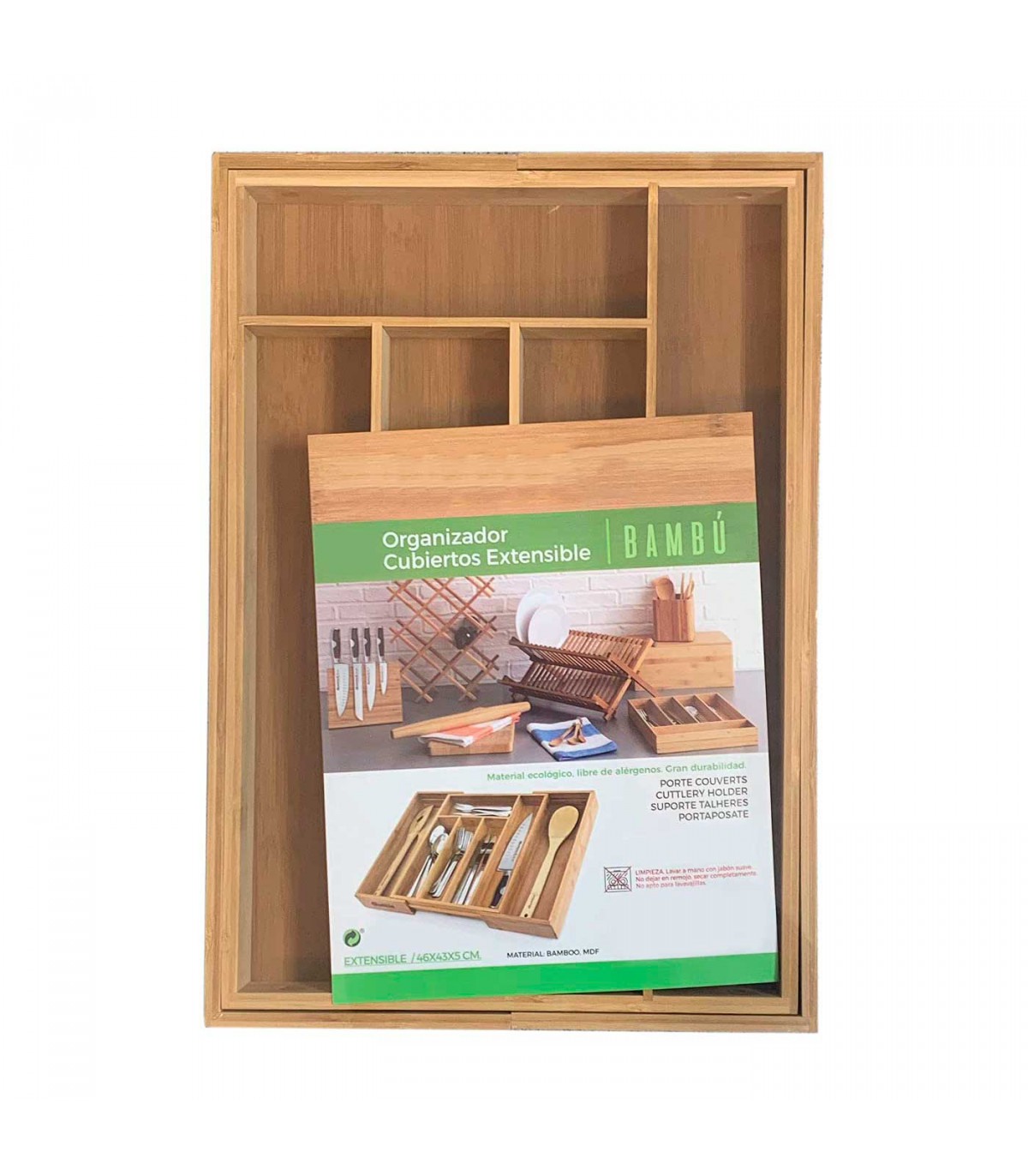Organizador de cajones extensible de madera para cajón de cocina y  dormitorio