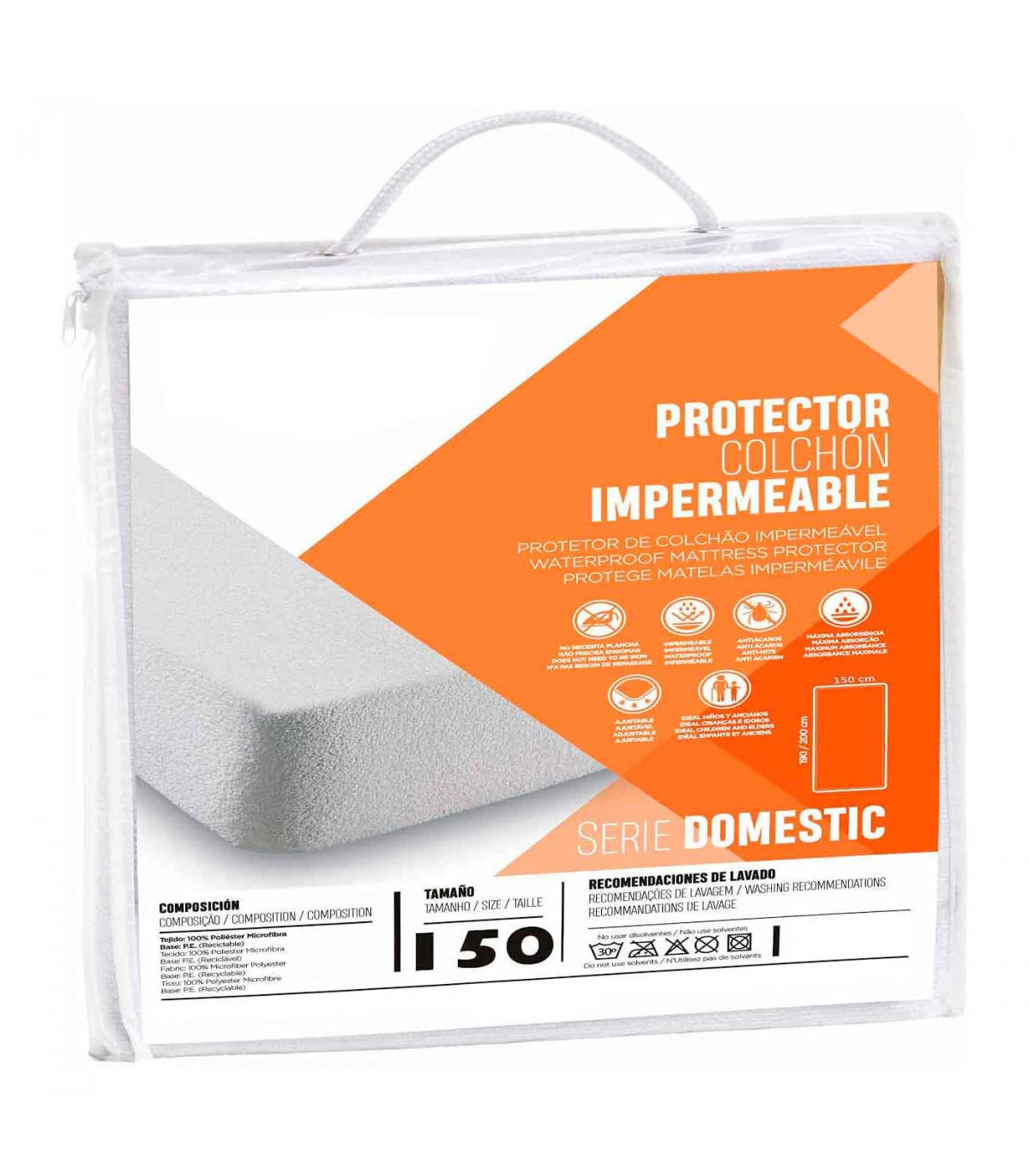 Protector de colchón Naturals Blanco 150 x 190/200 cm Cama de 150/160