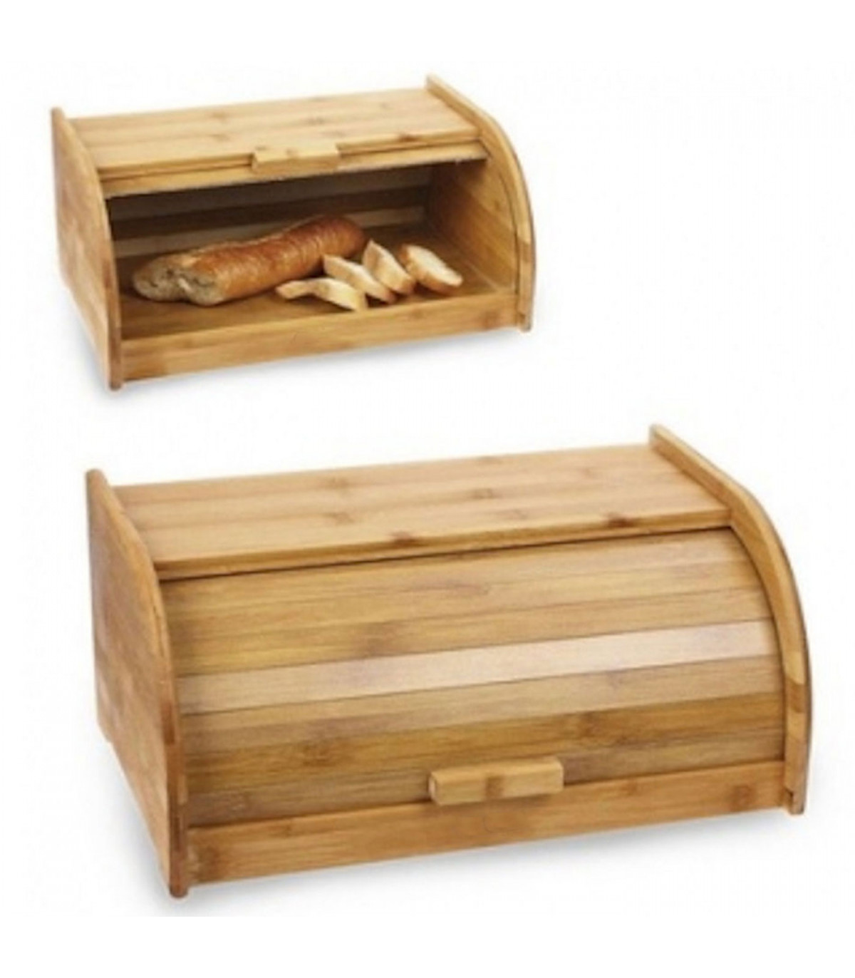 Panera mesa c/tabla pan madera encerado con tapa de persiana enrollable  42x27x19,5cm