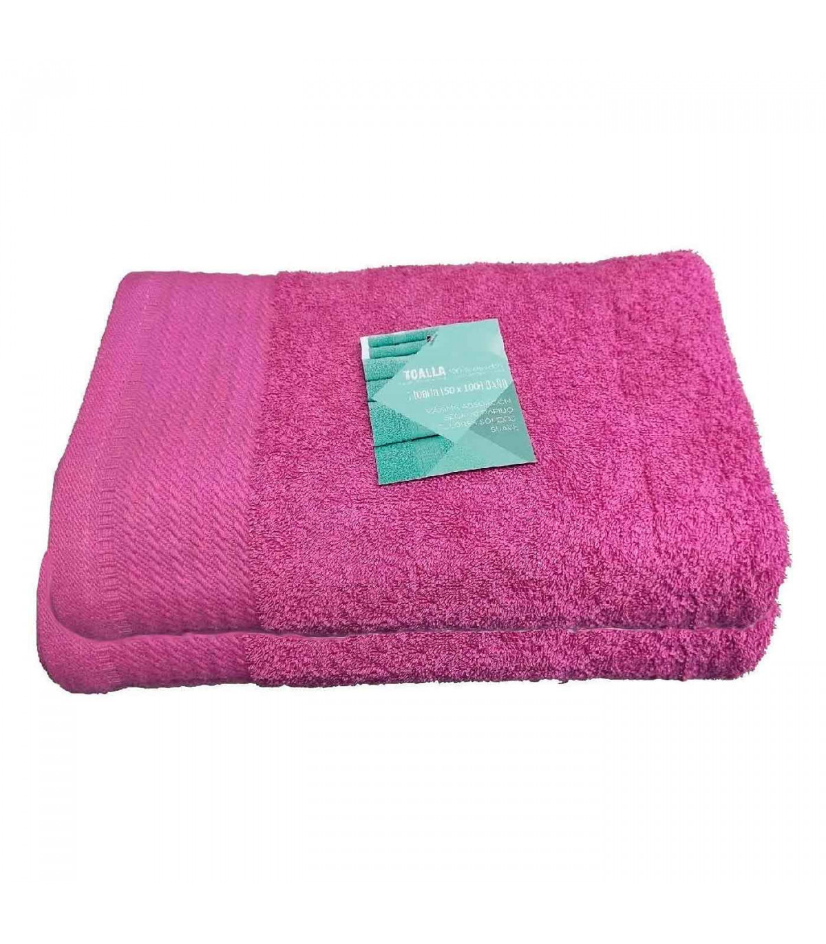 Pack 2 toallas de baño fabricada con algodón de calidad color rosa