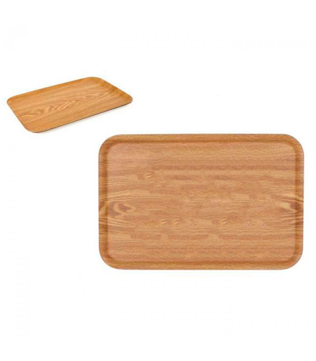 Bandeja rectangular de madera y melamina 43 x 29 cm para servir comida,  transportar platos, vasos, alimentos, apta para lavavaji