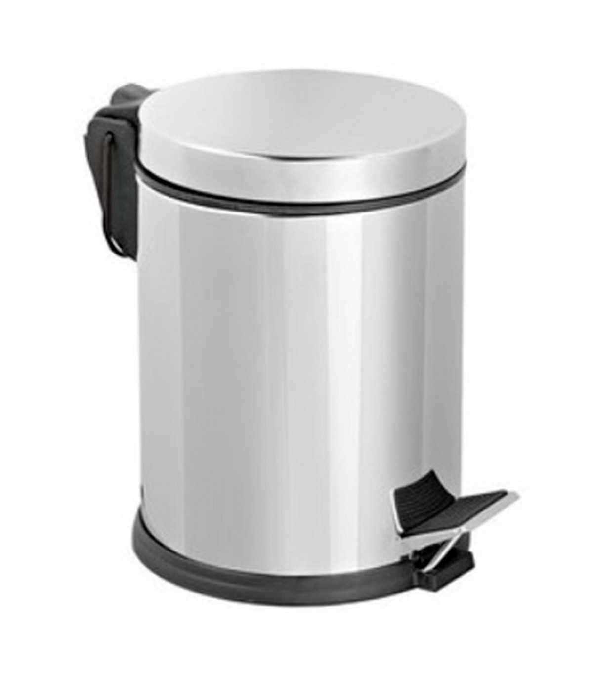 Cubo de basura metálico con pedal, papelera cilíndrica de metal para baño,  cocina, aseo u oficina (12 litros, 35,5 x 24,5 x 31 c