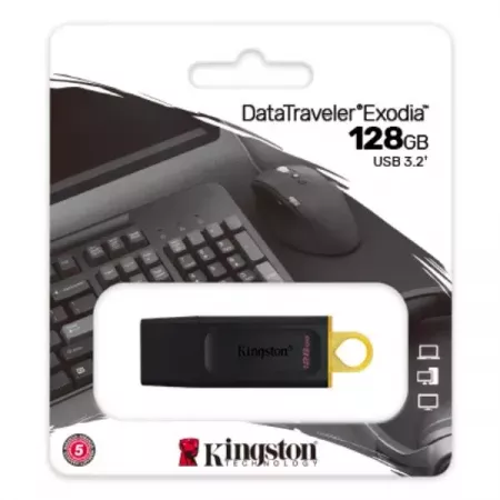 Kingston USB 3.2 Exodia 128GB Amarillo – Transferencia Rápida