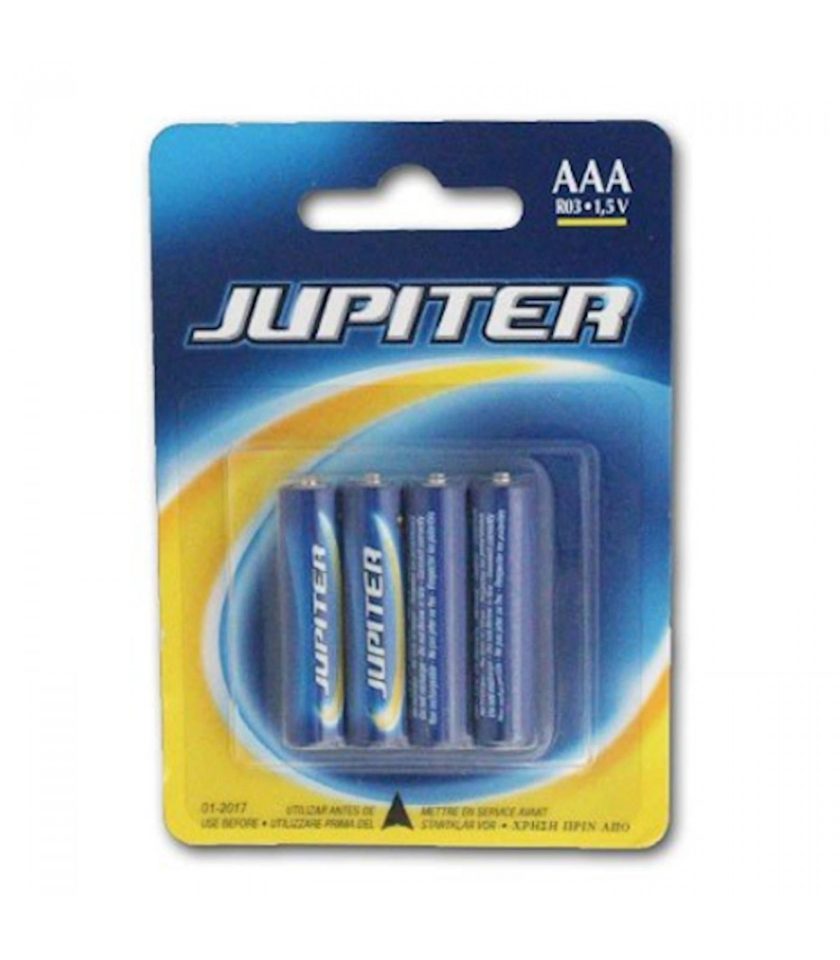 Juego de 6 packs de 4 pilas AAA, r03, 1,5 v júpiter ideal para el hogar.  Set de 24 pilas no recargables, para una gran diversi
