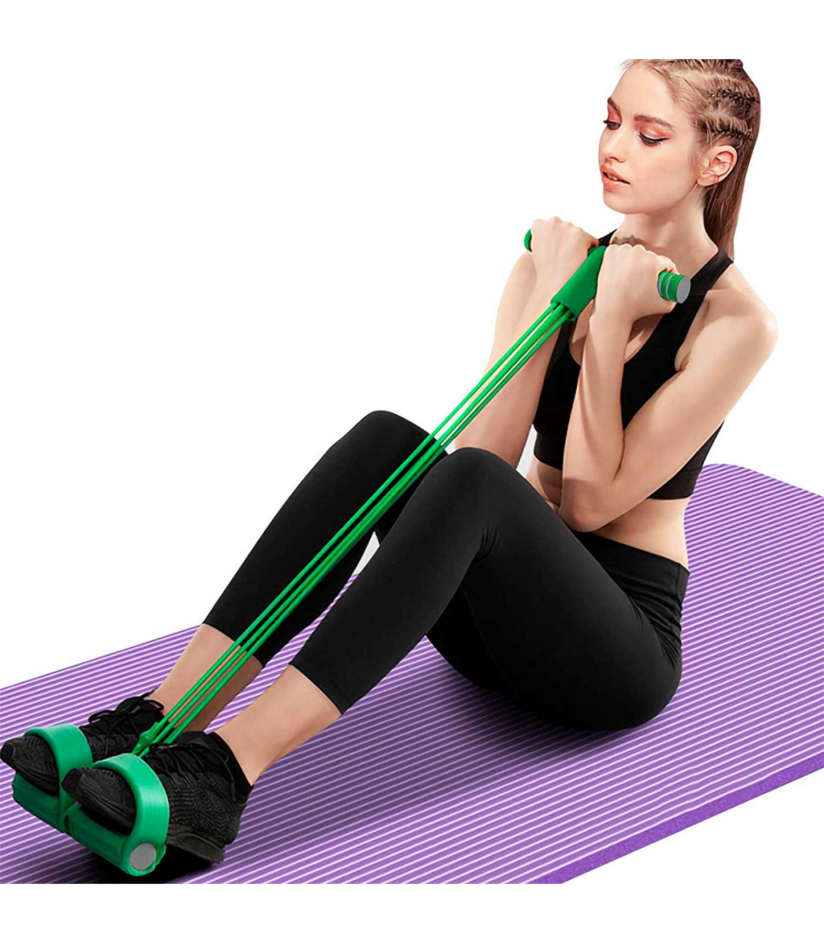 Banda elástica de fitness para ejercitar piernas y brazos, multifunción,  para yoga, estiramientos, cuerda, goma de ejercicio par