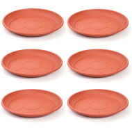 Pack de 6 platos de plástico de color marrón para macetas de 50/60 cm "mediterránea". Set de 6 bandejas redondas para tiestos válidas para interior o exterior. Juego de 6 piezas para jardinería