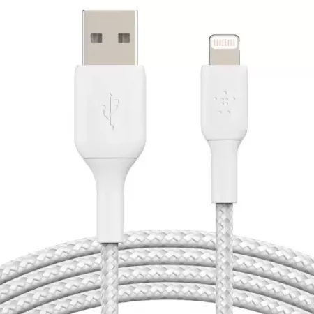 Cable Lightning Belkin Trenzado 2m Blanco – Durabilidad y Estilo Cable Lightning Belkin Trenzado 2m Blanco – Durabilidad y Estilo