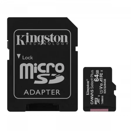Kingston MicroSD 64GB Clase 10 + Adaptador, Rápida y Segura Kingston MicroSD 64GB Clase 10 + Adaptador, Rápida y Segura