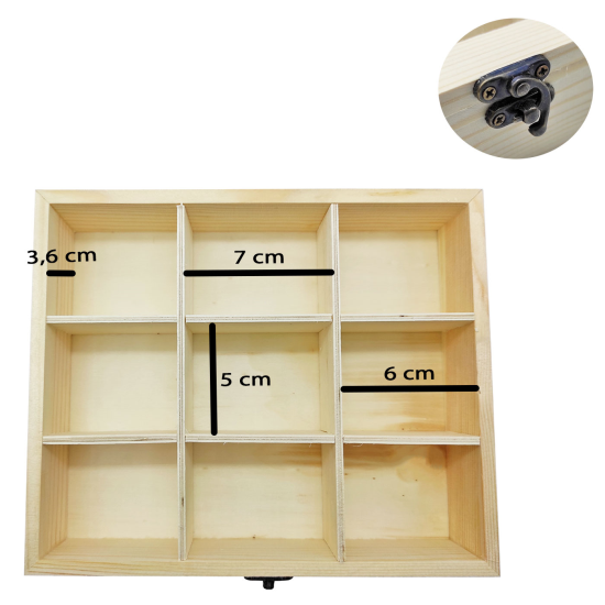 Caja de madera con divisiones y tapa de cristal - SeComoComprar