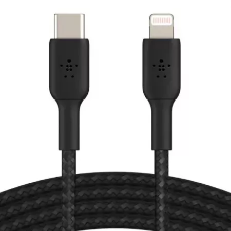 Cable Belkin USB-C a Lightning 1m Trenzado Negro - Calidad Premium Cable Belkin USB-C a Lightning 1m Trenzado Negro - Calidad Premium