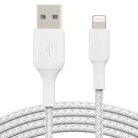 Belkin Cable Lightning 1m Trenzado Blanco Resistente y Estiloso Belkin Cable Lightning 1m Trenzado Blanco Resistente y Estiloso