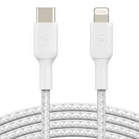 Cable Belkin USB-C a Lightning 2M Blanco Trenzado Cable Belkin USB-C a Lightning 2M Blanco Trenzado