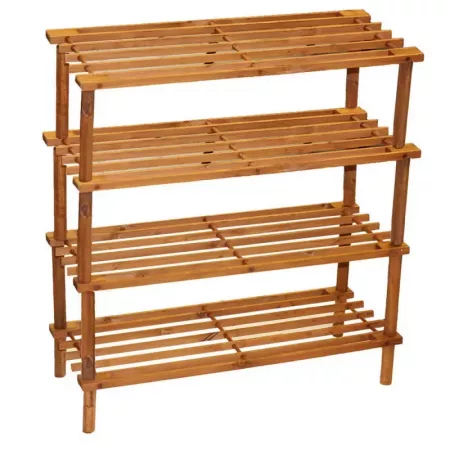 Zapatero de madera natural 4 estantes, compacto y práctico Zapatero de madera natural 4 estantes, compacto y práctico