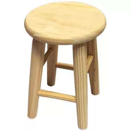 Taburete de Madera Natural con Reposapiés, Clásico y Cómodo Taburete de Madera Natural con Reposapiés, Clásico y Cómodo