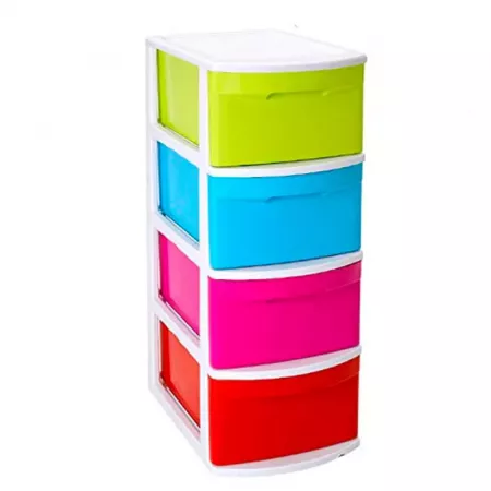 Cajonera 4 Cajones Plástico Resistente Blanco Multicolor Cajonera 4 Cajones Plástico Resistente Blanco Multicolor