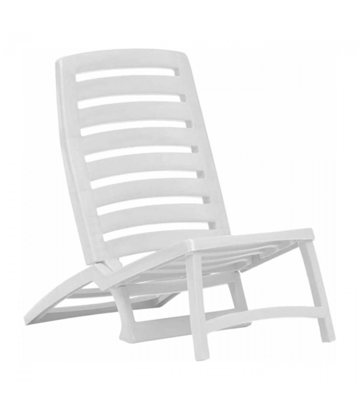 Tradineur - Silla de playa plegable, estructura metálica blanca y asiento  de tela, ligera y resistente, máx. 110 kg, jardín, pes