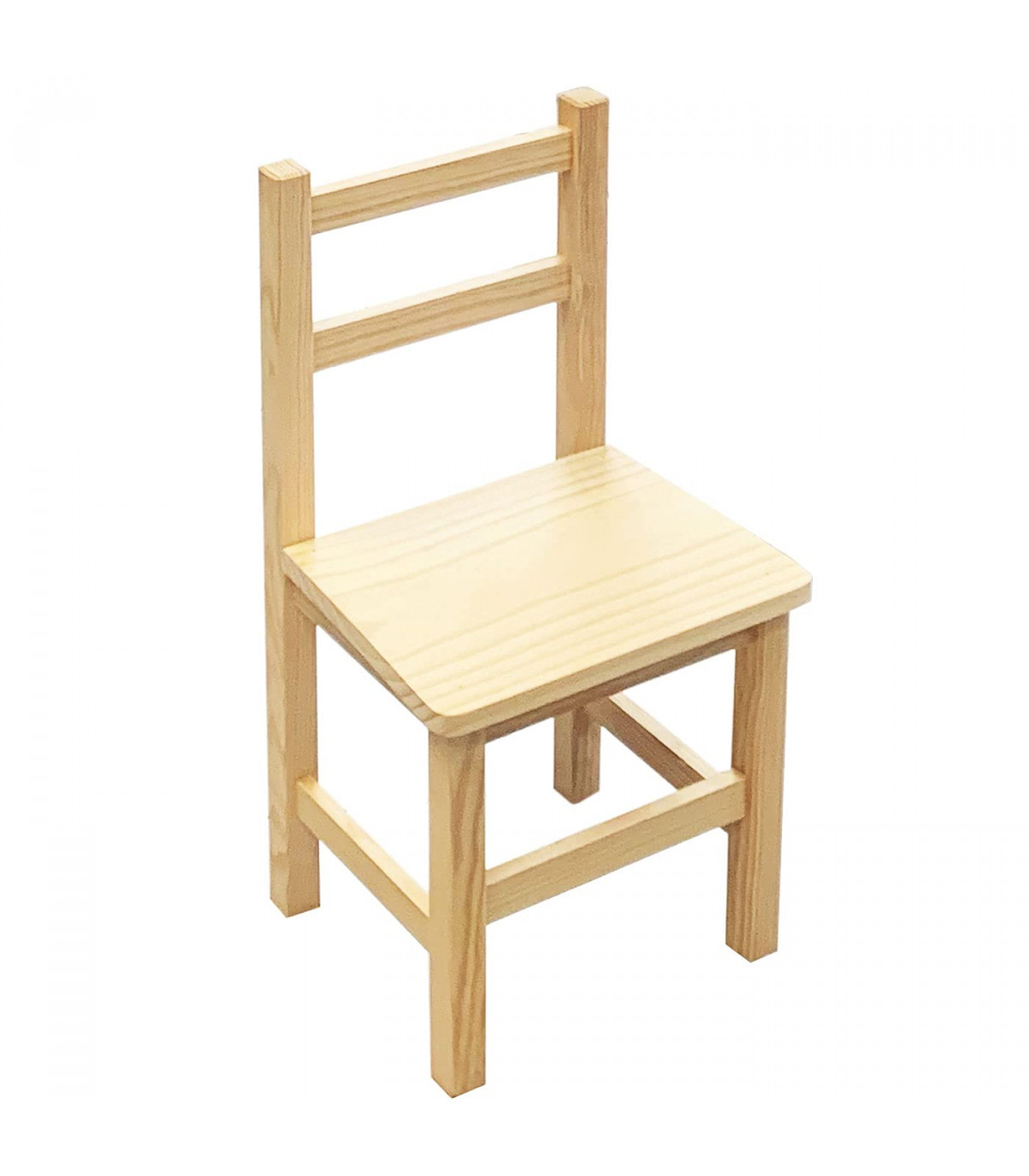 Tradineur - Silla infantil con respaldo recto, madera natural, altura del  asiento 21,2 cm, silla para niños con reposapiés, 39,3