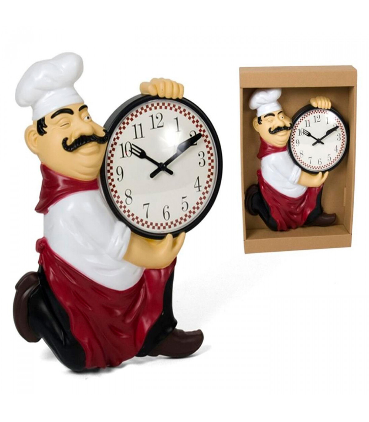 Tradineur - Reloj de mesa cocinero de plástico, funciona con pila