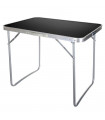 Tradineur - Mesa metálica plegable para playa, camping, incluye asa de transporte y patas plegables, ligera, portátil (Gris oscuro, 70 x 80 x 60 cm)