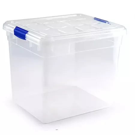 Caja de almacenamiento 35L transparente, tapa segura y duradera Caja de almacenamiento 35L transparente, tapa segura y duradera