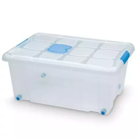 Caja Transparente 36 L con Ruedas y Compartimento Antipolillas Caja Transparente 36 L con Ruedas y Compartimento Antipolillas