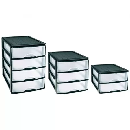 Cajonera Compacta 2 Cajones Negra y Transparente Resistente Cajonera Compacta 2 Cajones Negra y Transparente Resistente
