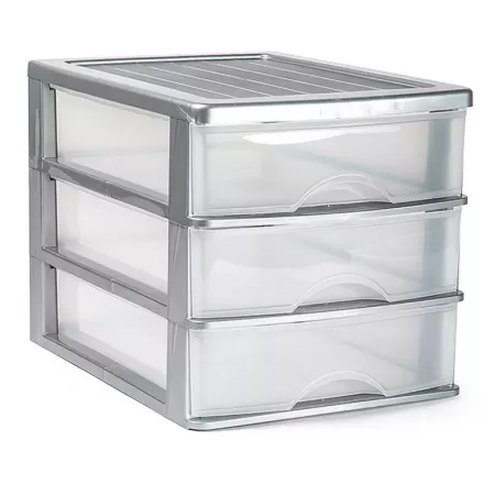 Cajonera 3 Cajones Transparente Plata, Resistente y Compacta Cajonera 3 Cajones Transparente Plata, Resistente y Compacta