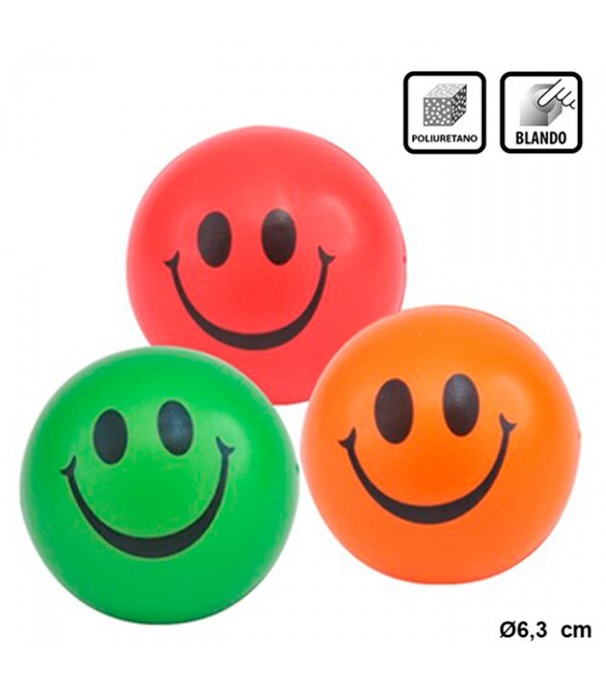 Tradineur - Pelota antiestrés con cara sonriente, poliuretano blando, bola  calmante para aliviar el estrés, regalo original, Ø 6