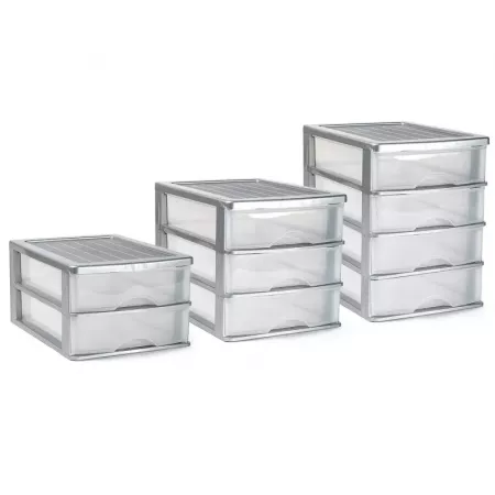 Cajonera 3 Cajones Transparente Plata, Resistente y Compacta Cajonera 3 Cajones Transparente Plata, Resistente y Compacta