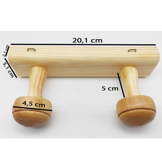 Tradineur - Perchero madera 6 pomos con ganchos para pared o puerta 5.2 x  70 x 10.3 cm. Soporte para abrigos y sombreros, estilo